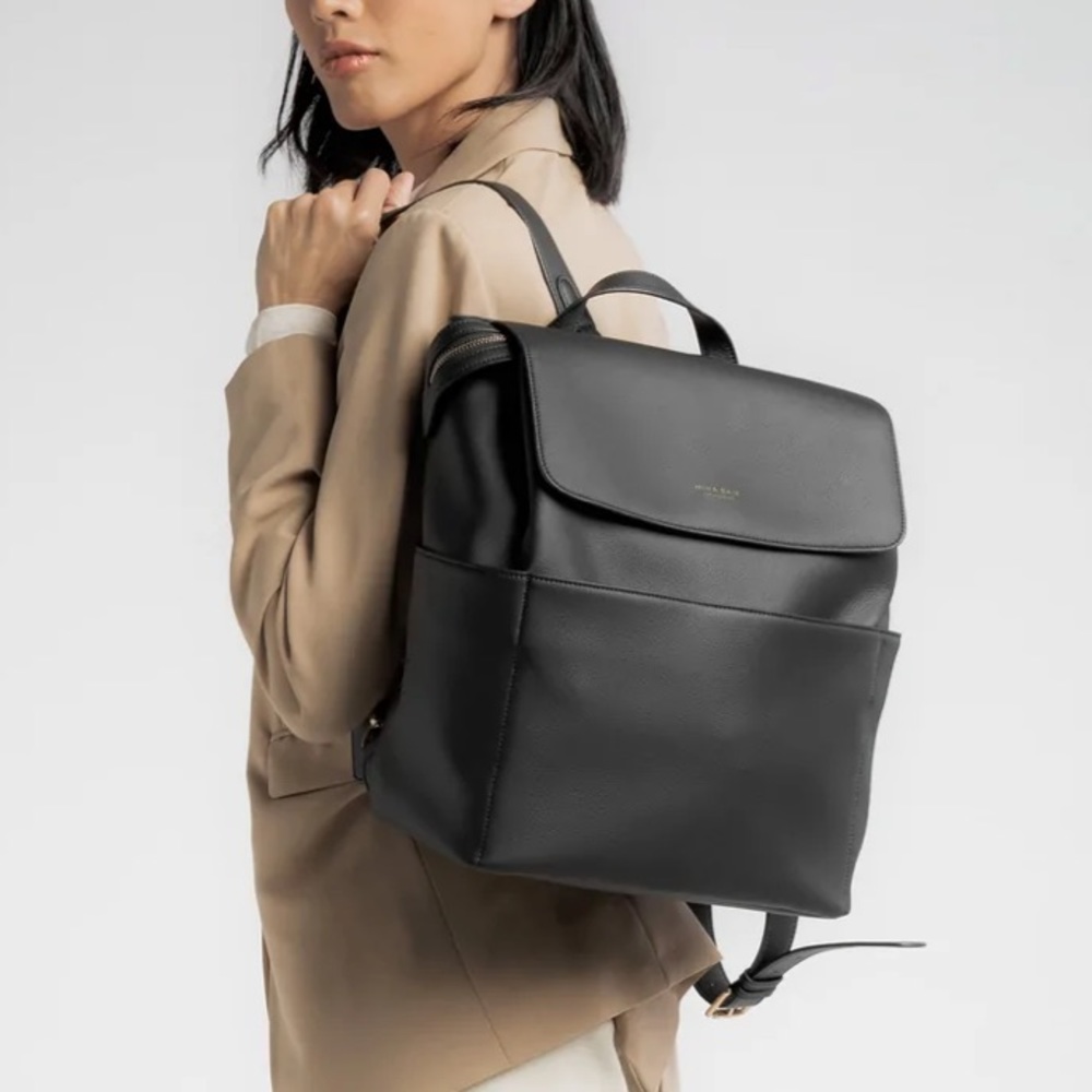 Mina Baie Kinney leather convertible backpack and over the shoulder bag